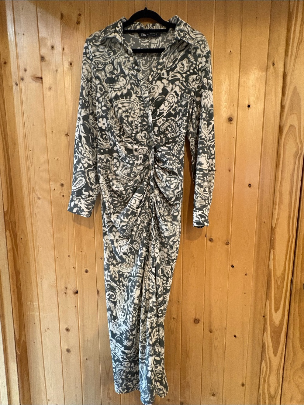 Zara Gray & Cream Paisley Maxi Dress